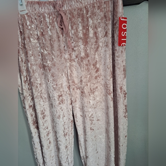 Josie Natori Crushed Pink Velvet PJ Bottoms Size Large  NWT - Picture 7 of 8